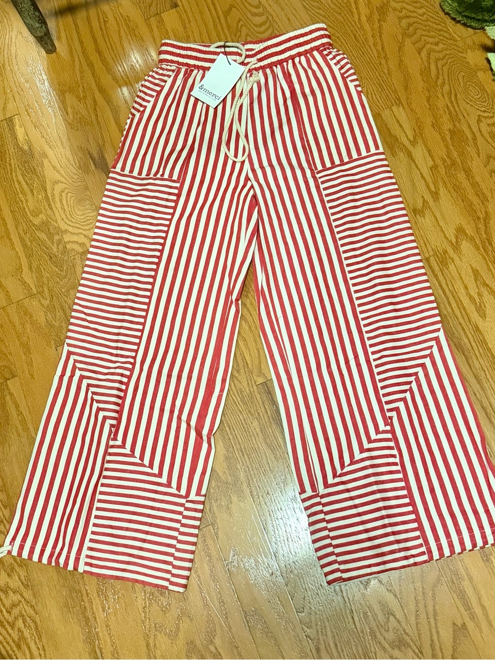 &Merci Red & White Striped Drawstring Pants